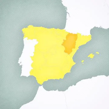 Map of Spain - Aragon Stock Illustration