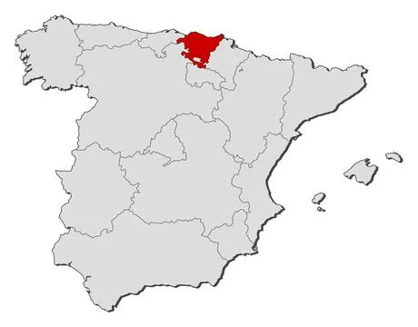 Map of Spain, Basque Country highlighted Political map of Spain with the s... Stock Photos