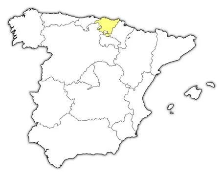 Map of Spain, Basque Country highlighted Political map of Spain with the s... Stock Photos