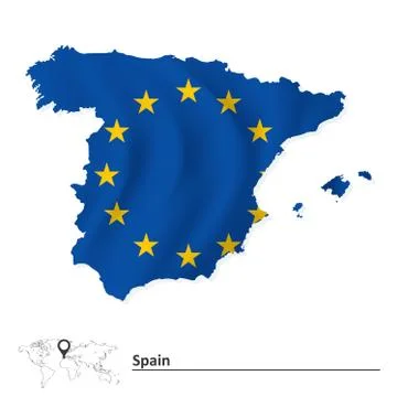 Map of Spain with European Union flag Stock Illustration