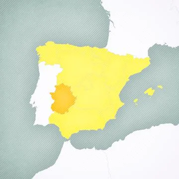 Map of Spain - Extremadura Stock Illustration