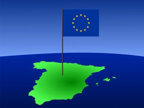 Map of spain with flag Stock Illustration