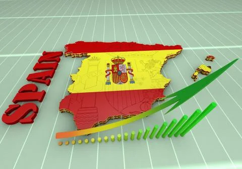 Map of spain with flag 스톡 일러스트