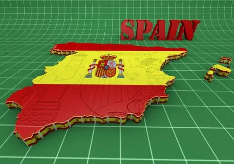 Map of spain with flag Stock-Illustration