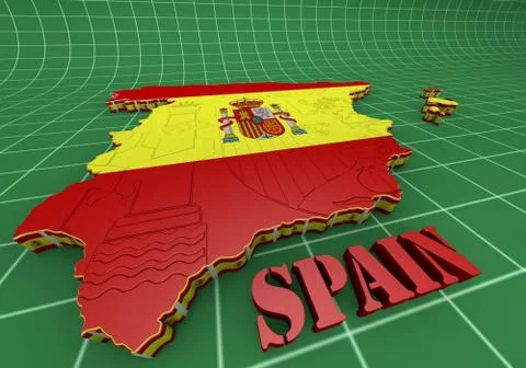 Map of spain with flag Illustrazione stock