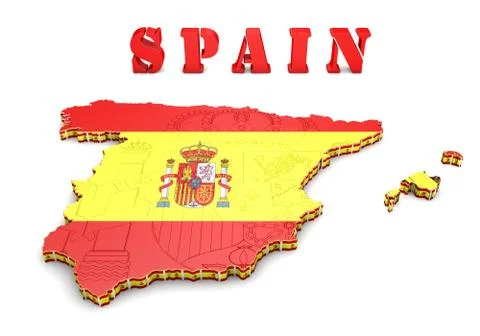 Map of spain with flag Illustration