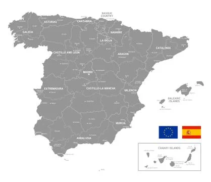 Map of Spain, grey vector illustration Stock Illustration