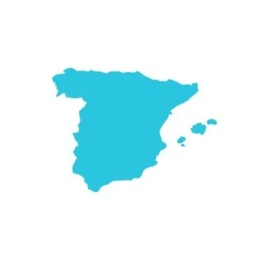 Map Spain icon. Isolated on white background. From blue icon set. Stock Illustration