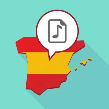 Map of Spain with  a music score icon 스톡 일러스트