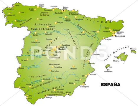 Map of spain as an overview map Stock Illustration #37927240