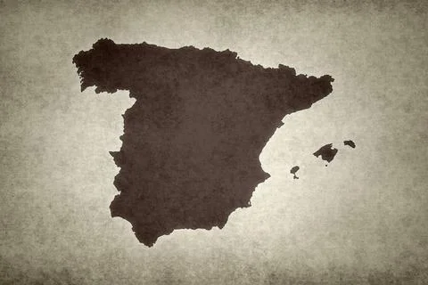 Map of Spain printed on a paper Stock Illustration