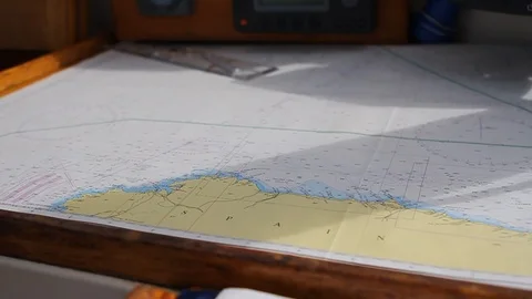 Map of Spain on sailing boat Stockbeeldmateriaal 108835015