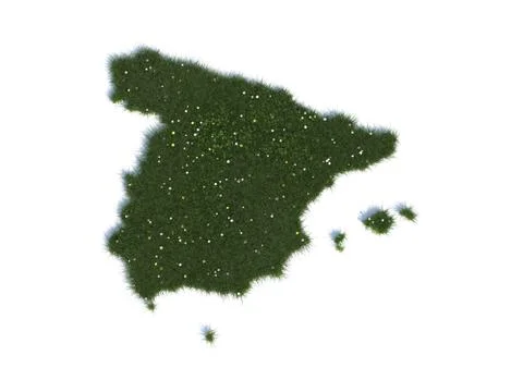 Map of spain series countries out of realistic grass Stock Illustration