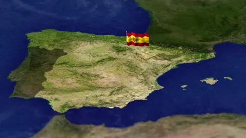 Map of Spain, Spanish, España with flag 動画素材 231400041