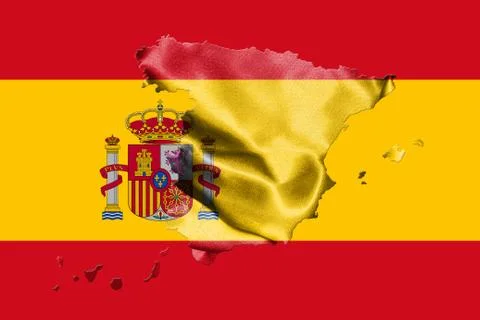 Map Of Spain With Spanish Flag On It 3D illustration Stock Illustration