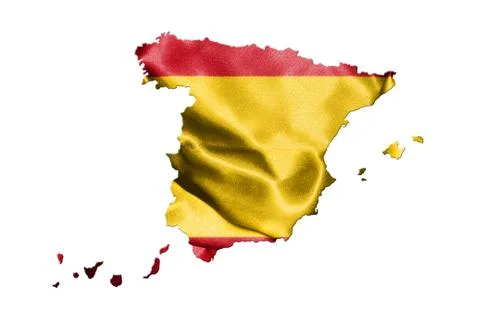 Map Of Spain With Spanish Flag On It Isolated On White Background 3D illust.. 스톡 일러스트