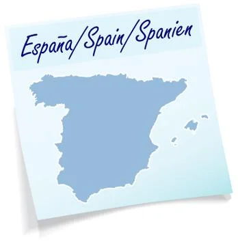 Map of spain as sticky note Stock Illustration