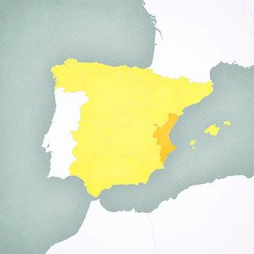 Map of Spain - Valencia Stock Illustration