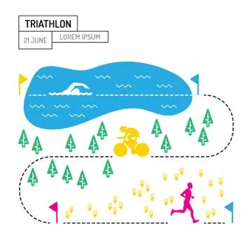 Map sport triathlon Stock Illustration