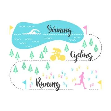 Map sport triathlon Stock Illustration