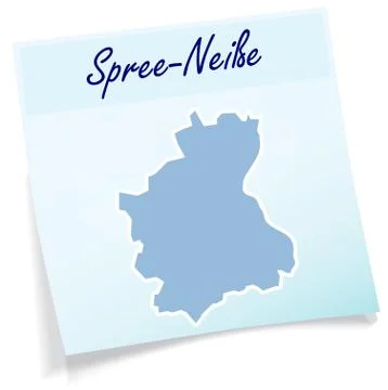 Map of spree-neisse as sticky note Stock Illustration