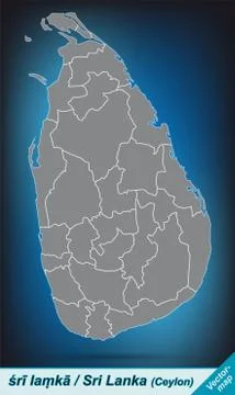 Map of sri lanka with borders in bright gray Stock Illustration