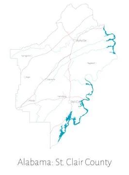 Map of St. Clair County in Alabama Stock Illustration