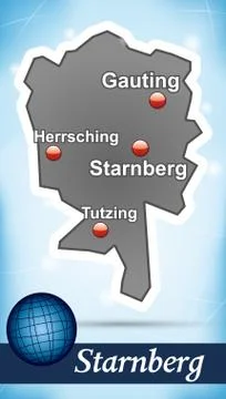 Map of starnberg with abstract background in blue Stock Illustration