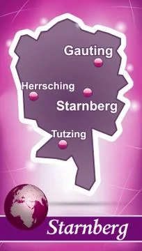 Map of starnberg with abstract background in violet Stock Illustration