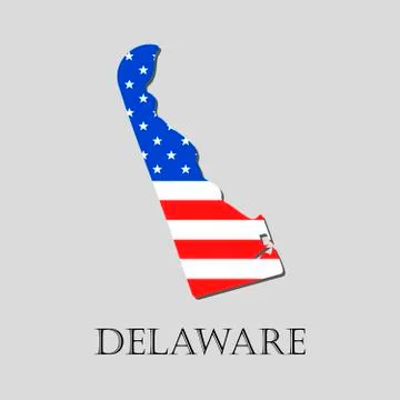 Map State of Delaware in American Flag - vector illustration. 스톡 일러스트