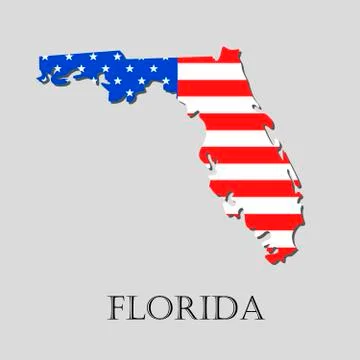 Map State of Florida in American Flag - vector illustration. Stock Illustration