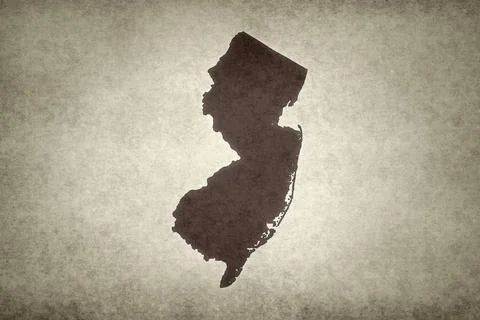 Map of the state of New Jersey on an old paper Stock Illustration