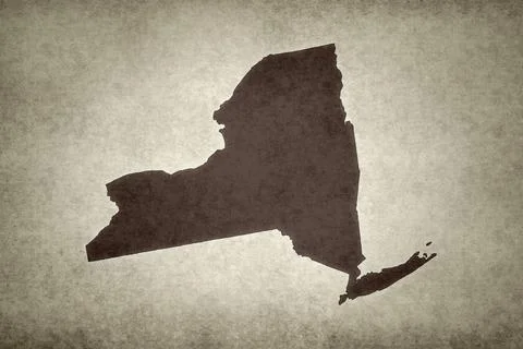 Map of the state of New York on an old paper Stock Illustration