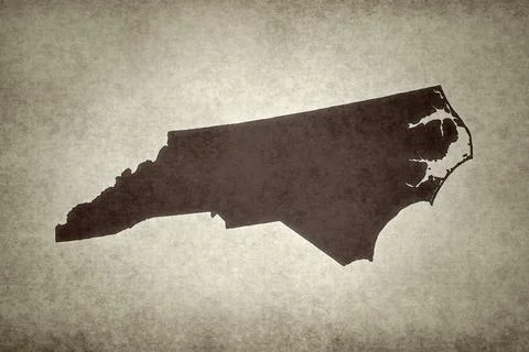 Map of the state of North Carolina on an old paper Stock Illustration