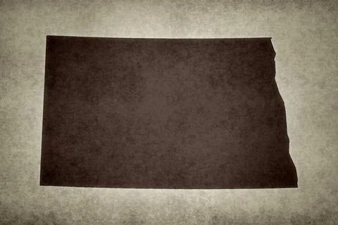 Map of the state of North Dakota on an old paper Stock Illustration