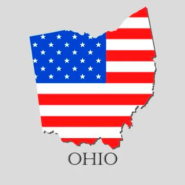 Map State of Ohio in American Flag - vector illustration. Stock Illustration