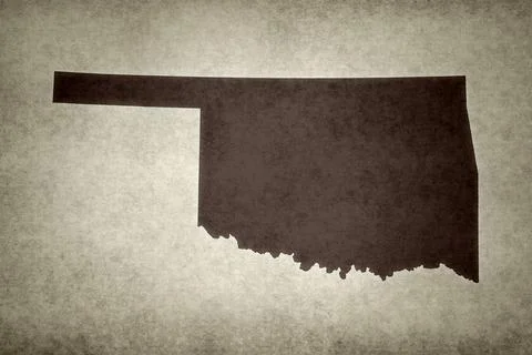 Map of the state of Oklahoma on an old paper Stock Illustration