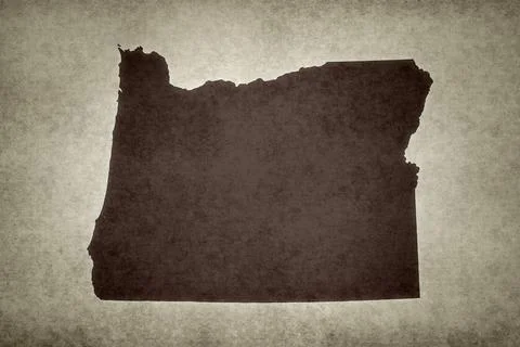 Map of the state of Oregon on an old paper Stock Illustration