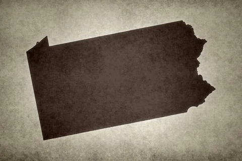 Map of the state of Pennsylvania on an old paper Stock Illustration