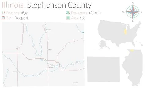 Map of Stephenson County in Illinois Stock Illustration