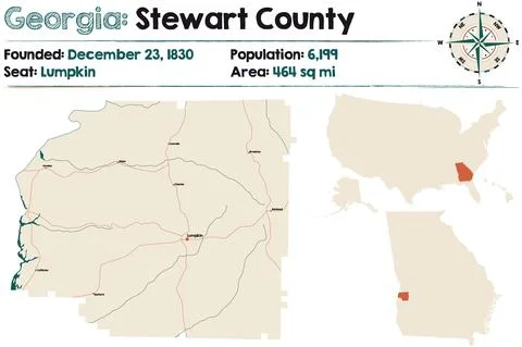 Map of Stewart County in Georgia Stock Illustration