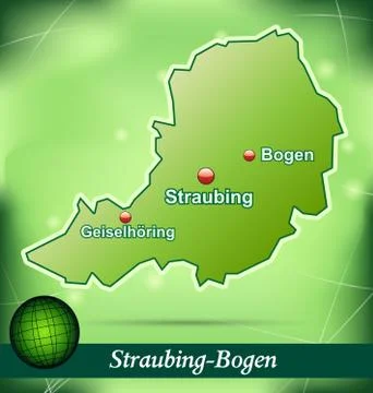 Map of straubing bogen with abstract background in green Stock Illustration