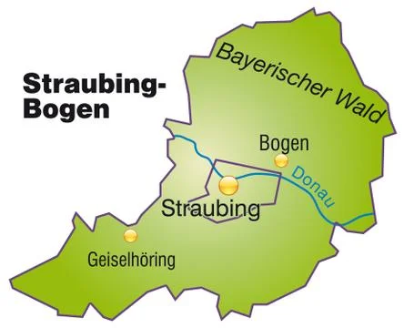 Map of straubing bogen as an overview map in green Stock Illustration
