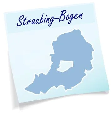 Map of straubing bogen as sticky note Stock Illustration