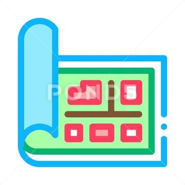 Map Street Plan Cartography Icon Thin Line Vector Stock Illustration