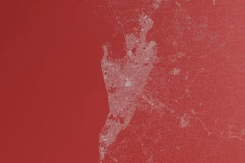 Map of the streets of Adelaide (Australia) made with white lines on red paper Stock Photos