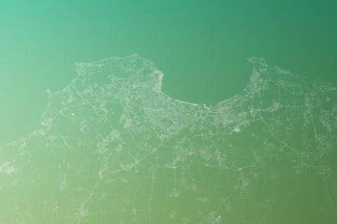 Map of the streets of Algiers (Algeria) made with white lines on yellowish gr Stock Photos