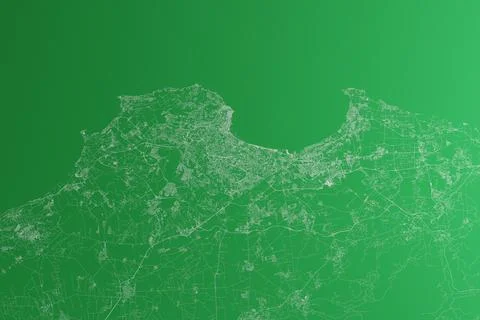 Map of the streets of Algiers (Algeria) made with white lines on green paper. Stock Photos