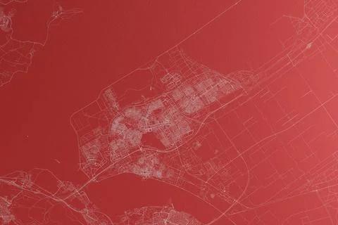 Map of the streets of Almere (Netherlands) made with white lines on red paper Stock Photos