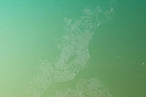 Map of the streets of Brazzaville (Congo) made with white lines on yellowish  Stock Photos